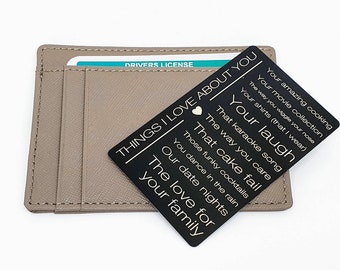 Things I love about you, personalised wallet card, custom gift for loved ones, valentine's day, anniversary present, reasons why I love you