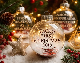 Personalised Christmas Bauble, Xmas 2026, Baby's first Christmas, personalised tree decoration.
