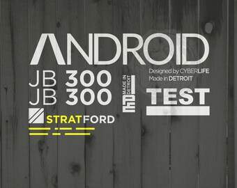 JB300 Cosplay, Detroit Become Human, Iron on letters for cosplay, Reflective cosplay decal, Stratford Tower Android cosplay, DBH Outfit idea