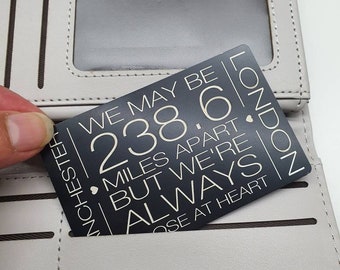 Personalised engraved wallet card, long distance gift, lockdown ideas, custom gift for loved ones, isolation present, valentine's day