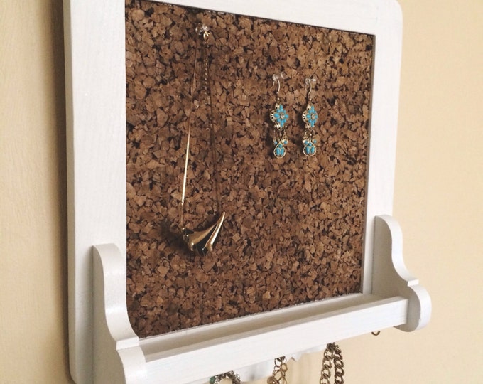 Hanging Jewelry Wall Organizer Cork Board Display Vintage Chic Etsy