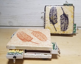 Feather Tile Striker, Feather Marchbox Holder, Feather Candle Rest