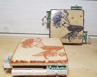 Stone Tile Striker -  Candle Coaster, Handmade Matchbox - Mermaid Decor Item, Coaster Candle holder, Stone Candle Holder