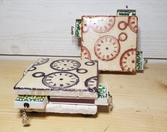 Stopwatch Design Tile Striker- Handmade Candle Coaster and Matchbox, Coaster Style Candleholder, Tile Candle Holder and Match Storage
