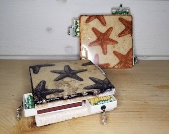 STARFISH Tile Striker- Handmade Candle Coaster and Matchbox, Coaster Style Candleholder, Tile Candle Holder and Match Storage