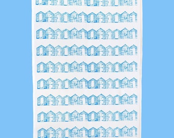 Beach Huts tea towel - two colours available!