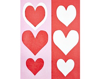 red and pink hearts card