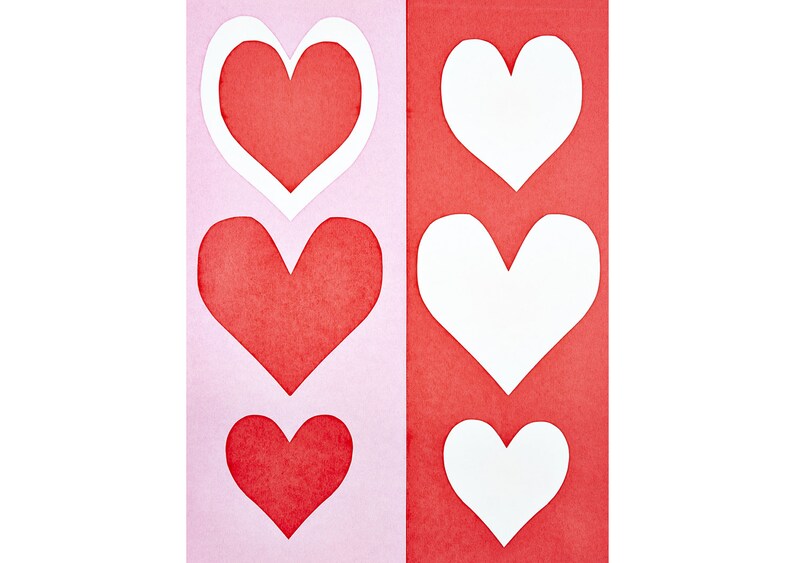 red and pink hearts card image 1