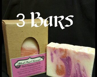 3 Bars "Black Raspberry Smile" All Natural Hand Made /Moisturizing Soap