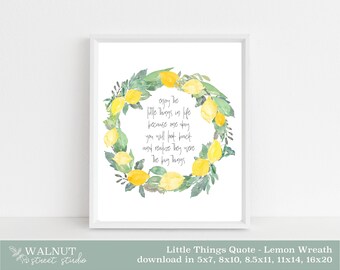 Enjoy the Little Things quote art, Print, quotable home decor, printable wall art, digital
