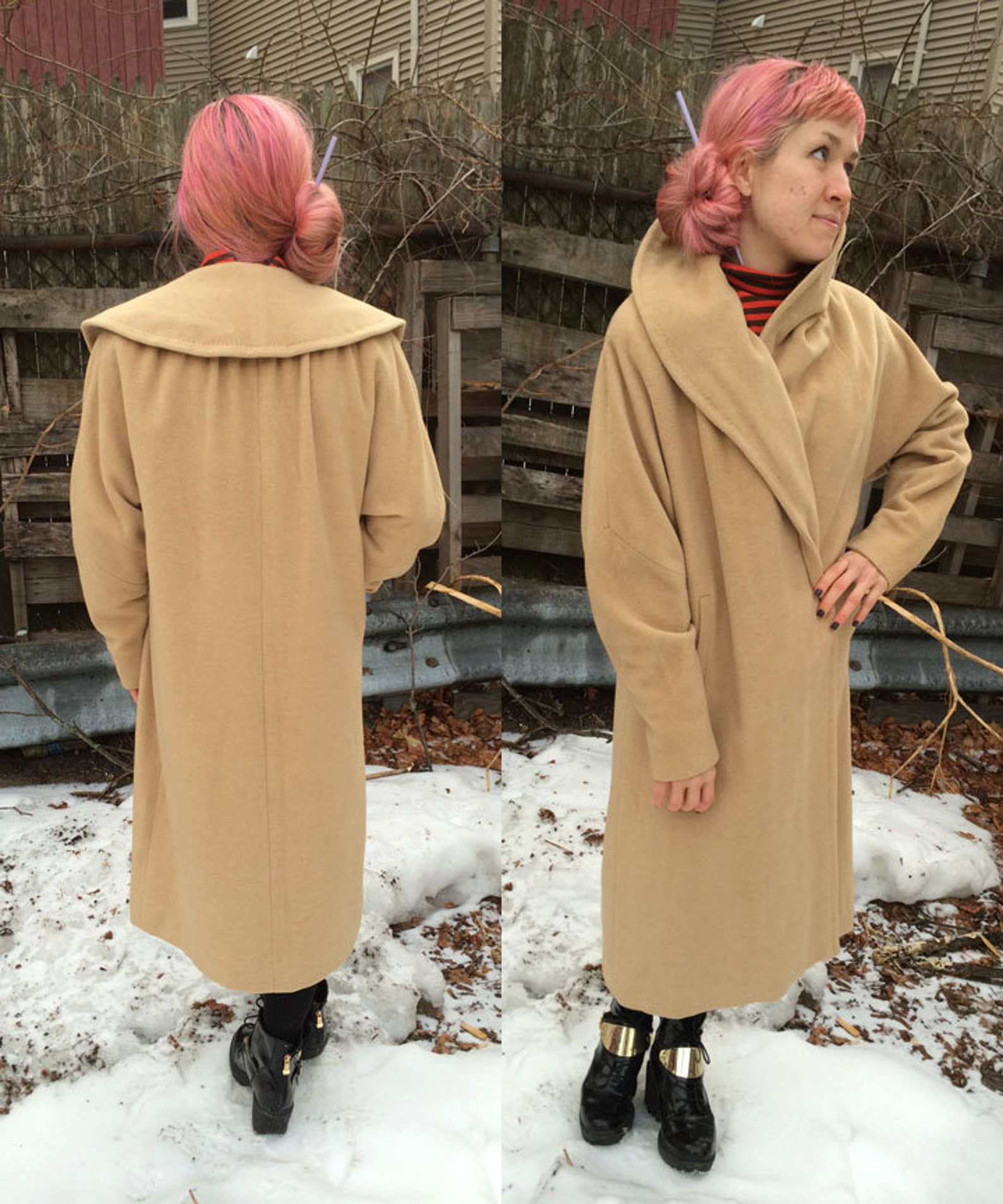 Vintage vicuña wool coat shawl collar wrap excellent Etsy