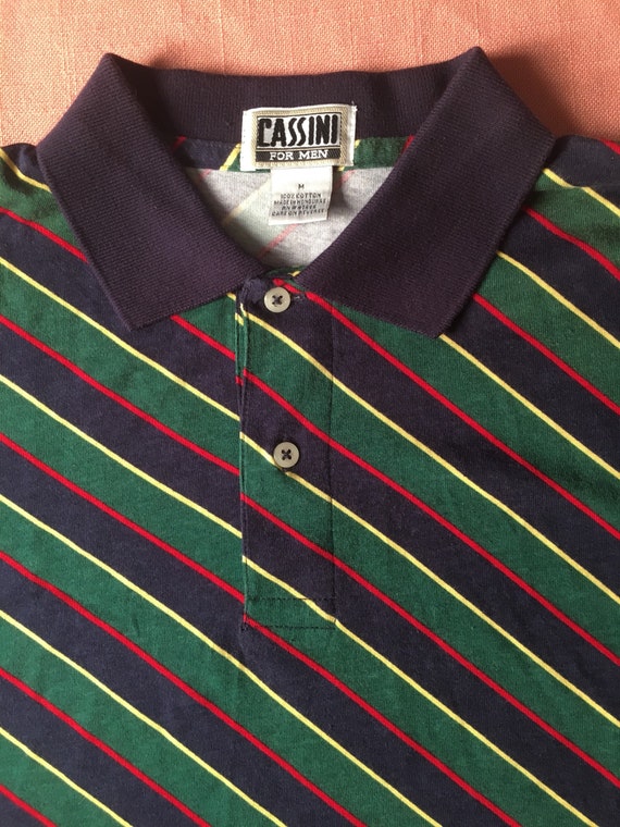 red blue green yellow polo shirt