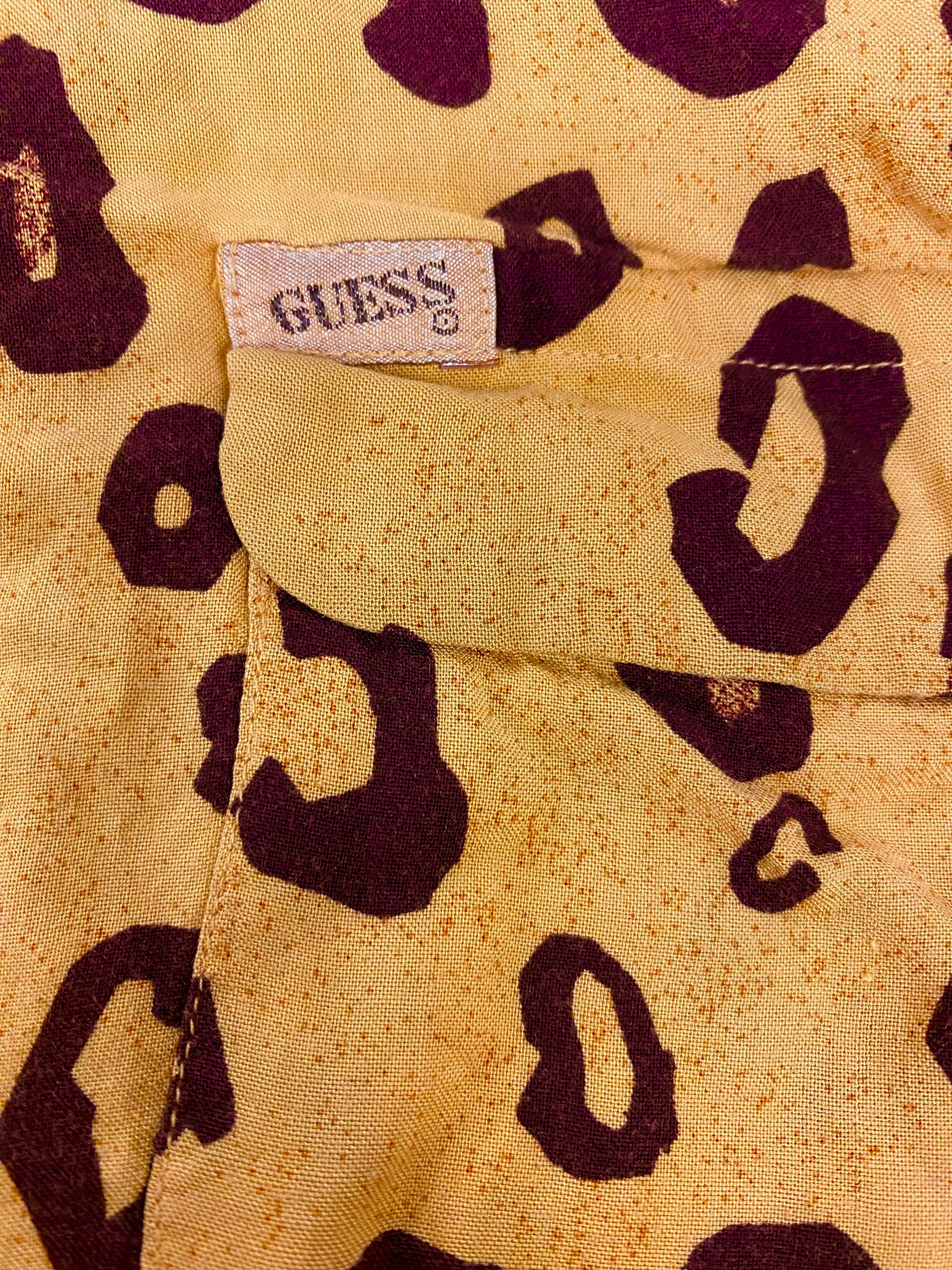 Guess leopard print best sale shirt