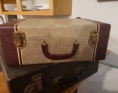 Vintage MCM ERA SUITCASE Burgundy sripe