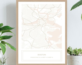 Boston Map, Map of Boston, Boston Street Map, Boston, Print, Poster, City Map Boston, Black and White, Minimalist, Digital Download ONLY