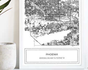 Phoenix Map, Map of Phoenix, Black White Phoenix Map, Phoenix Poster, Map of Phoenix, City Map, Phoenix, Map Art Print,Digital Download ONLY