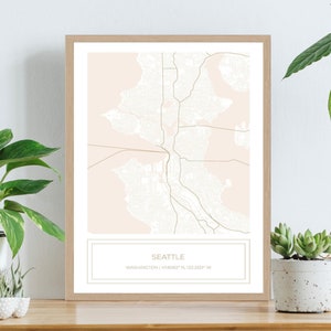 Seattle kaart, Seattle Washington kaart, Seattle print, Seattle poster Art Print, Seattle kunst, kaart poster van Seattle, alleen digitale download