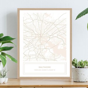 Mapa de Baltimore, Mapa rosa de Baltimore, Cartel de Baltimore, Mapa de Baltimore, Mapa de la ciudad, Baltimore, Impresión de arte de mapa, Rosa, Descarga digital SOLAMENTE