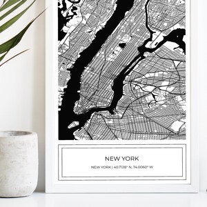 New York City Karte, Karte New York City, schwarze Karte, New York City Poster, Karte von NYC, Stadtkarte, NYC, Karte Kunst, schwarz weiß, NUR digitaler Download