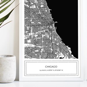 Chicago Karte, Karte von Chicago, Schwarz Weiß Chicago Karte, Chicago Poster, Karte von Chicago, Stadt Karte, Chicago, Karte Art Print, NUR digitaler Download