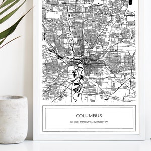 Columbus Map, Map of Columbus , Black White  Columbus Map, Columbus Poster, Map of Columbus, City Map, Map Art Print, Digital Download ONLY