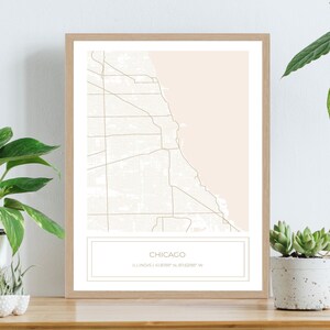 Chicago Map, Carte de Chicago, Chicago Street Map, Chicago, Print, Poster, City Chicago, Neutres, Minimaliste, Téléchargement numérique SEULEMENT