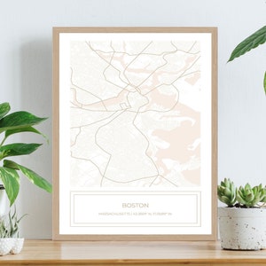 Boston Map, Map of Boston, Boston Street Map, Boston, Print, Poster, City Map Boston, Black and White, Minimalist, Digital Download ONLY