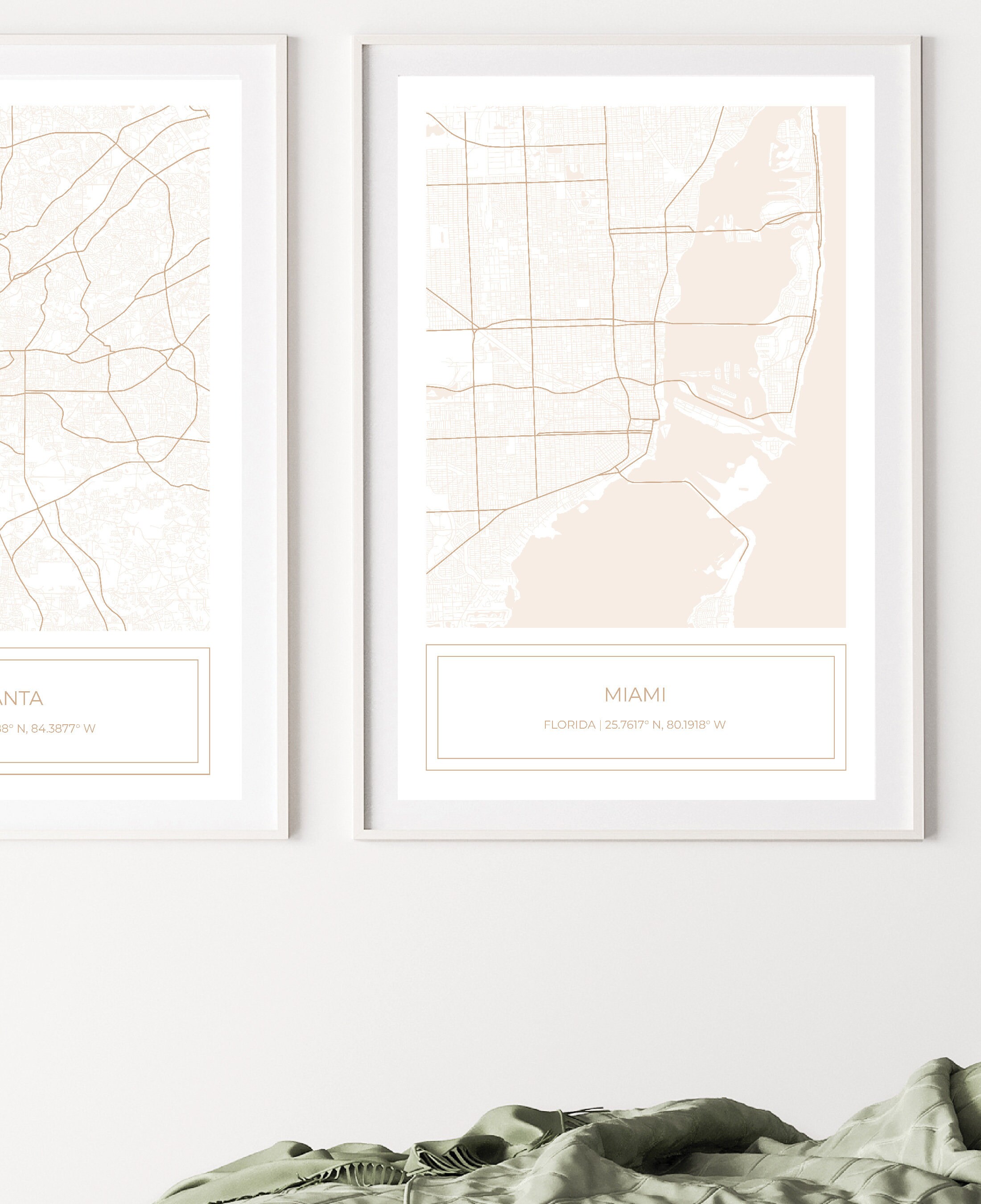Miami Map, Minimalist Map, Neutral Miami Map, Miami Poster, Map of ...