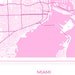 Miami Map, Map of Miami, Pink Miami Map, Miami Poster, Map of Miami ...