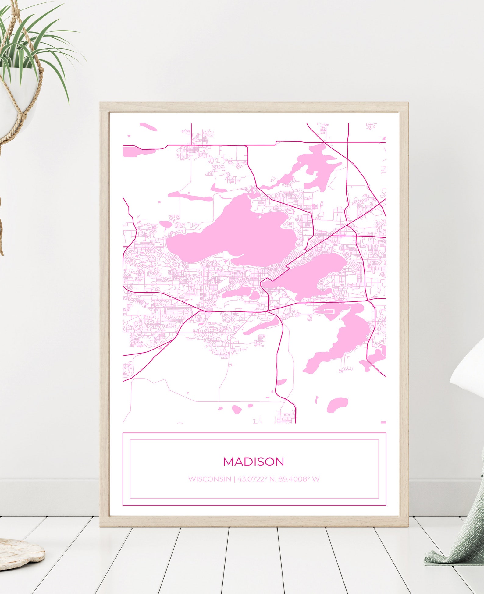 Madison Map, Map of Madison, Pink Madison Map, Madison Poster, Map of ...