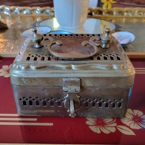 1970年代 インド製 大型 ピアス 真鍮 スクエア クリケット ケージ ボックス I 8.5&quot; x 6.5&quot; I ヴィンテージ デコレーション