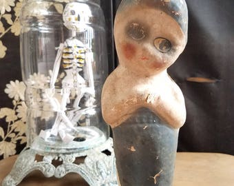 Vintage 1920's Carnival Prize Paper Mache Kewpie Flapper Doll Ungers Toy Company