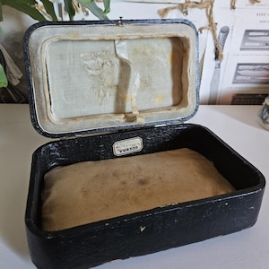 Große Vintage Viktorianische Spanische Samt Schmuck Präsentationsbox