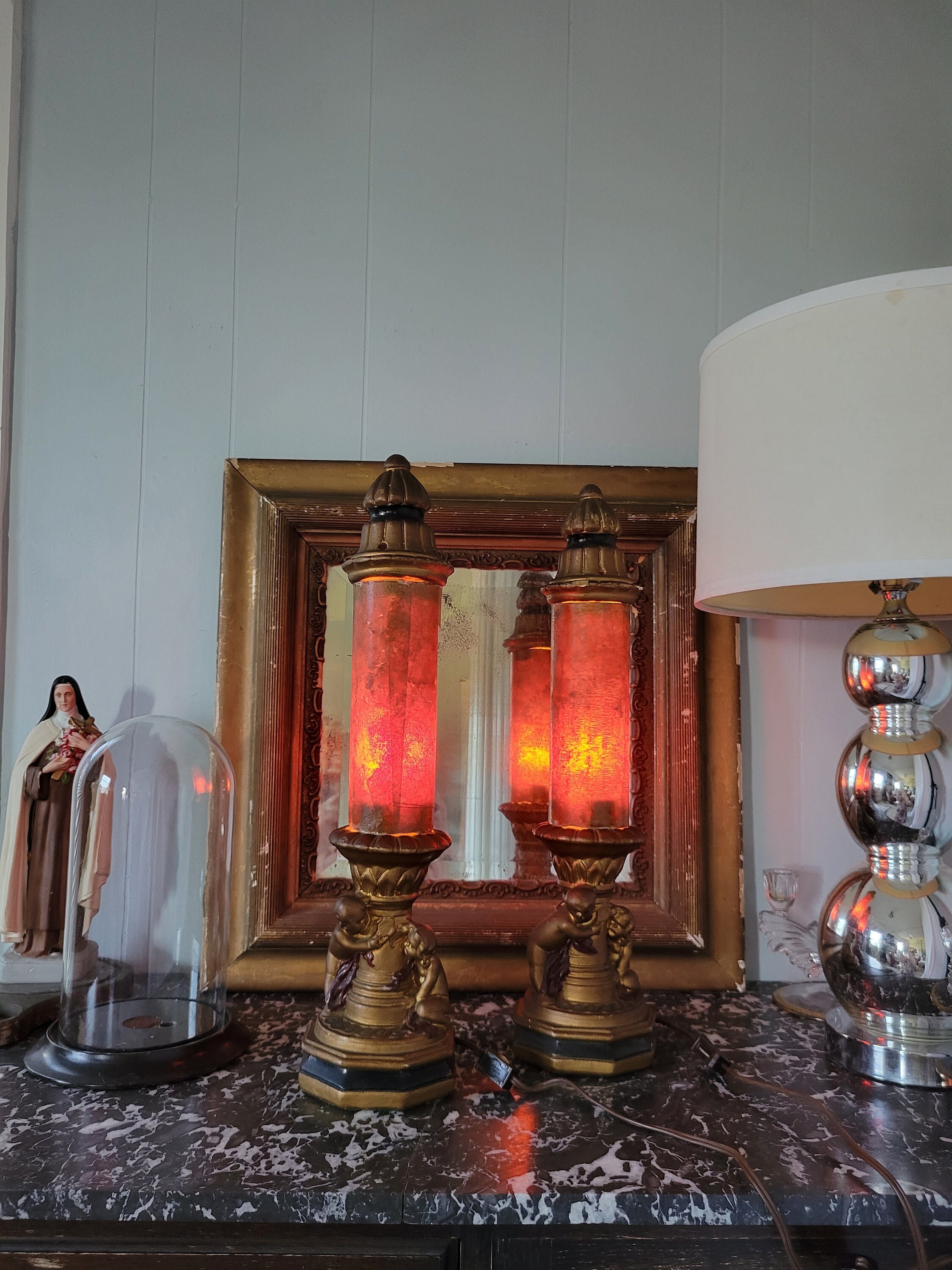 Antique mica 2024 lamp shades