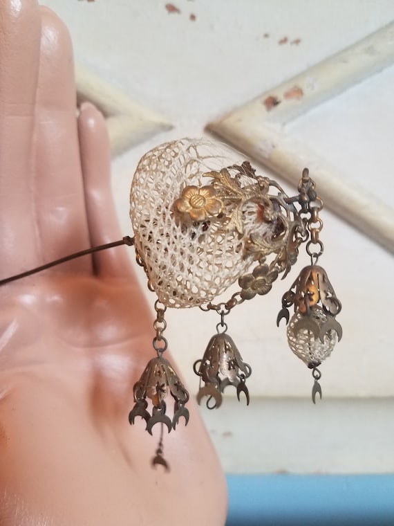 Vintage Victorian Memorial Mourning Woven Hair Hat Pin Hair Etsy