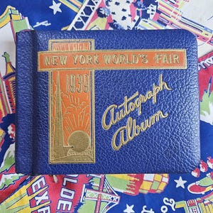 1939 New York Worlds Fair Autograph Book + Postcard