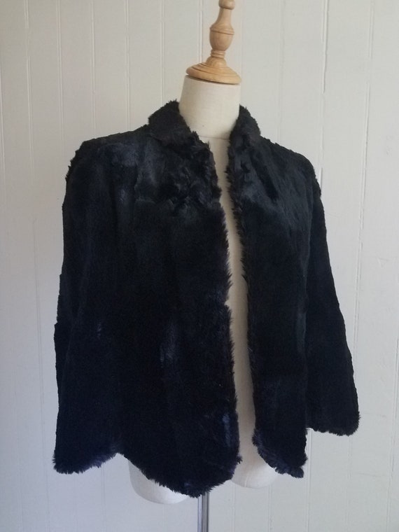 Vintage 1930's Black Sheared Beaver Fur Cape Mari… - image 5