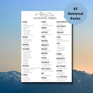 National Park Checklist | Printable | Digital Download | United States National Parks Log | Travel Journal | U.S. Park Challenge