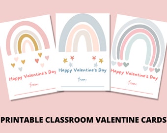 Rainbow Valentine Cards | Set of Valentine's Cards | Kids Valentine | Rainbow | Classroom Valentines | Instant Download | Printable
