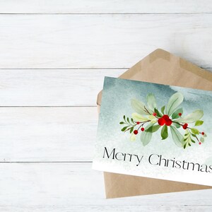 Carte de Noël | Carte de vacances | Joyeux Noël | Joyeuses fêtes | Père Noël | Houx | Imprimable | Téléchargement numérique | Téléchargement instantané