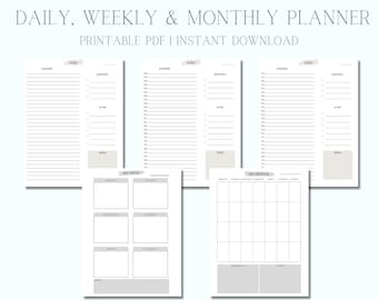 Daily Planner, Weekly Planner, Monthly Planner, Digital Planner, Printable Planner, Planner Set, Planner Inserts, Instant Download