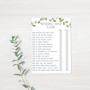 Wedding Shoe Game | Engagement Party | Bridal Shower | Couple Game | Couples Shower | Printable | Digital Download | Greenery | Floral