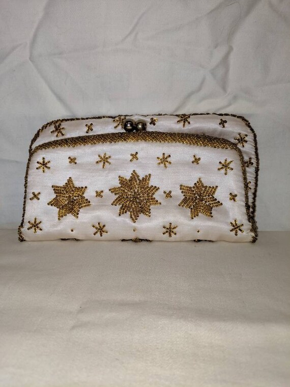 Vintage Star Beaded Evening Clutch 1960s Era Pris… - image 2