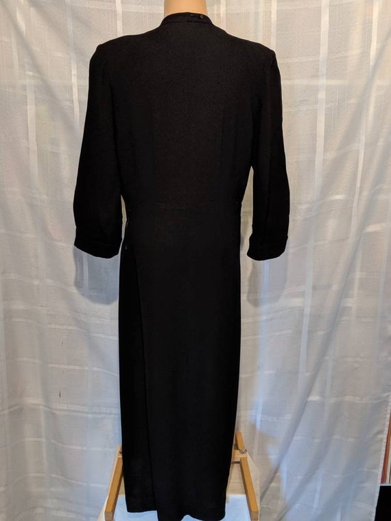 Beautiful Black Crepe Beaded 1940s Dress Sz M - image 2
