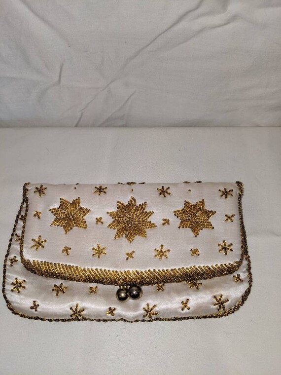 Vintage Star Beaded Evening Clutch 1960s Era Pris… - image 3