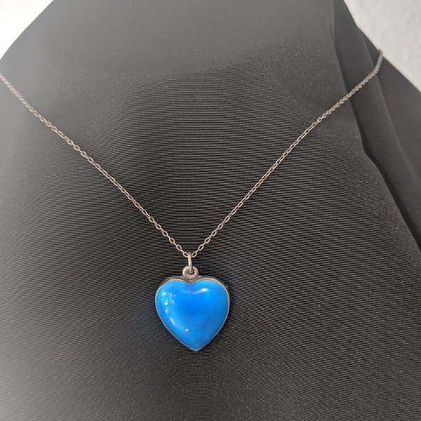 Peacock Blue Enamel Vintage Heart