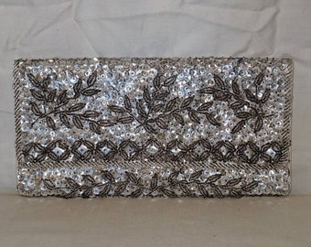 Original Vintage Hong Kong Beard Silver Evening Clutch