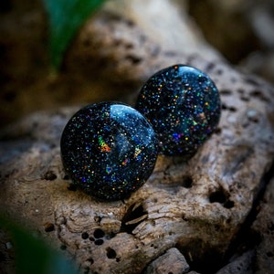 12mm // Holo Glitter Resin Stud Earrings // Surgical Steel // Geometric Jewelry // Dot Earrings  // Starry Night