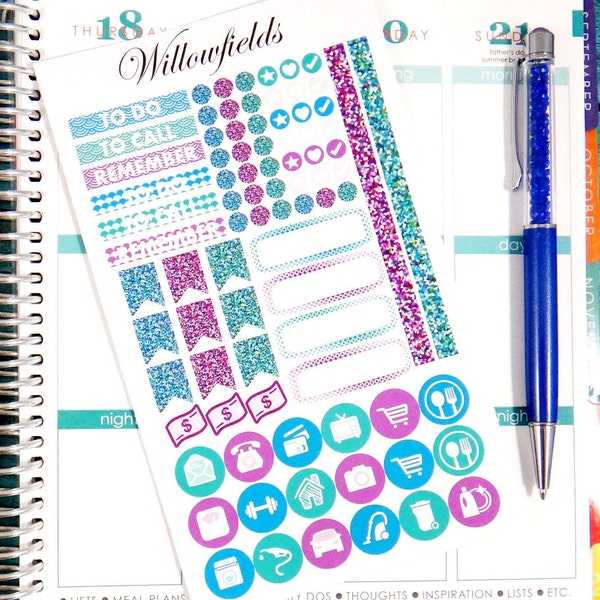 84 Mermaid Weekly Bundle Planner stickers for Erin Condren, Filofax, Kikki K, Plum Paper, Journals and Scrapbooks 216