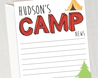 Camp Stationery with Envelopes, Camp Note cards, Personalized Note Pad . Camper Note Pad, Summer Camp, Custom Camp Notes, Note from Camper
